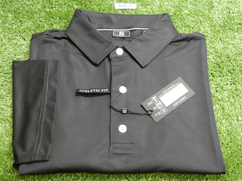 FootJoy Mens Athletic Fit Tonal Dot Lisle Polo Golf Shirt Black Large 33267