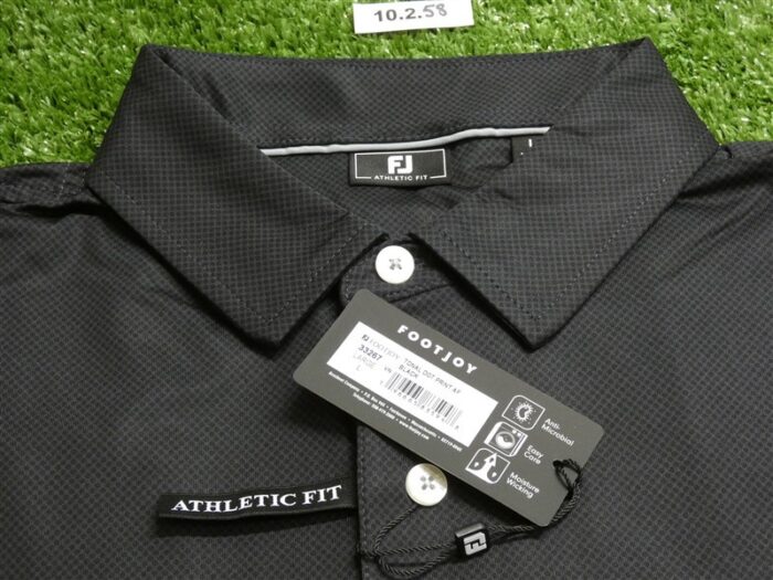 FootJoy Mens Athletic Fit Tonal Dot Lisle Polo Golf Shirt Black Large 33267