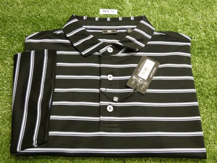 FootJoy Mens Team Stripe Pique Polo Golf Shirt Black Large 35173