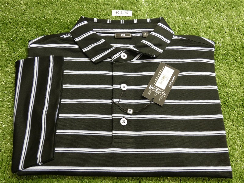 FootJoy Mens Team Stripe Pique Polo Golf Shirt Black Large 35173