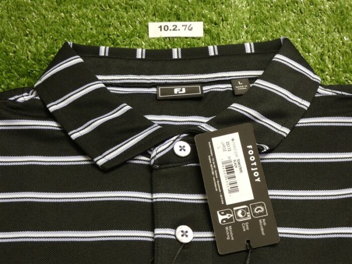 FootJoy Mens Team Stripe Pique Polo Golf Shirt Black Large 35173