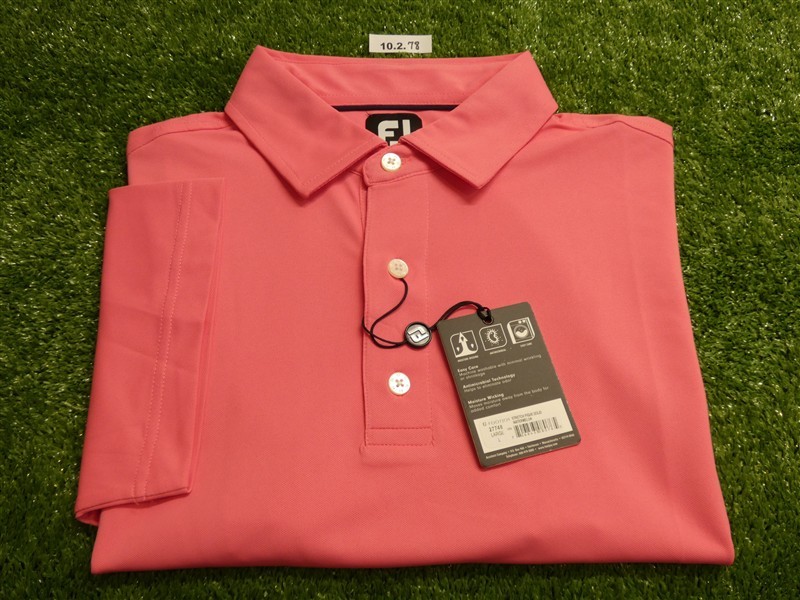 FootJoy Mens Solid Pique Polo Golf Shirt Watermelon Pink Large 27748
