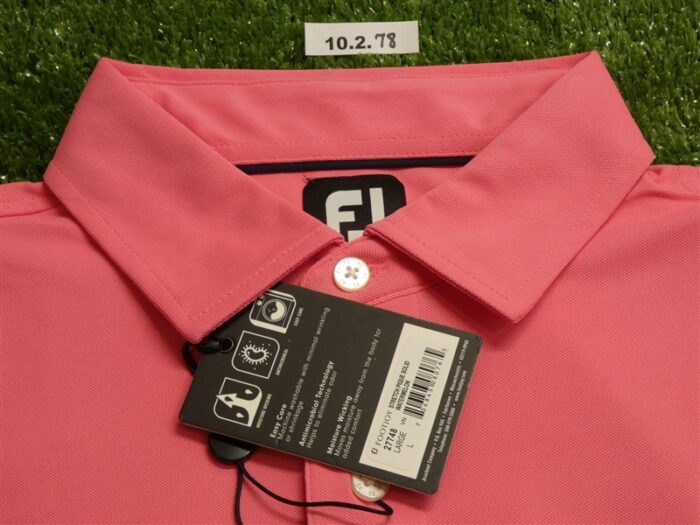 FootJoy Mens Solid Pique Polo Golf Shirt Watermelon Pink Large 27748