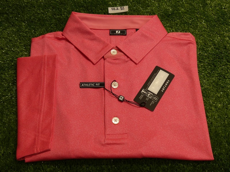 FootJoy Mens Athletic Fit Speckle Lisle Polo Golf Shirt Pink Large 33281
