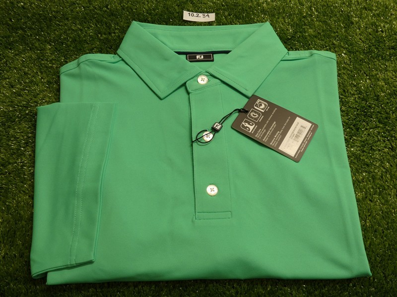 FootJoy Mens Solid Pique Polo Golf Shirt Spearmint Green Large 26617