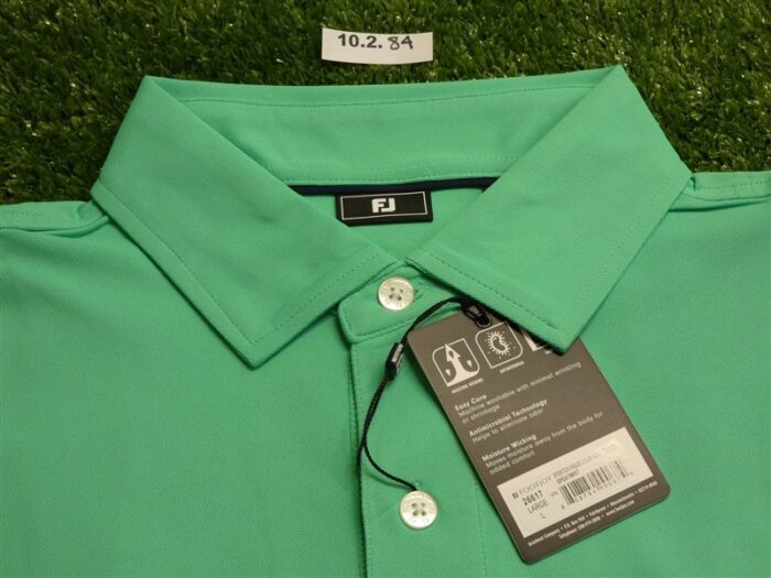 FootJoy Mens Solid Pique Polo Golf Shirt Spearmint Green Large 26617