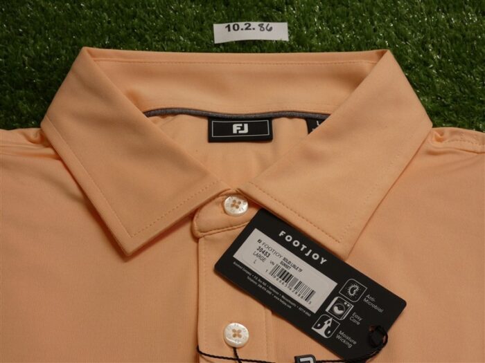 FootJoy Mens Solid Lisle Polo Golf Shirt Sunset Orange Large 30453
