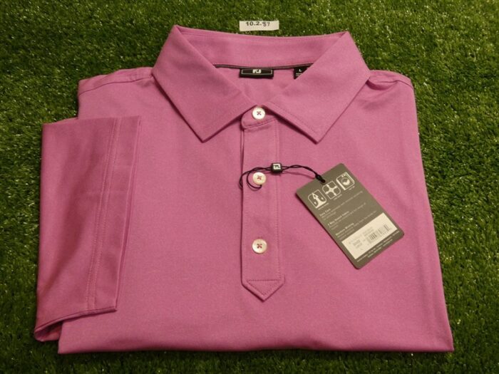 FootJoy Mens Solid Lisle Polo Golf Shirt Sunset Heather Pink Large 30452
