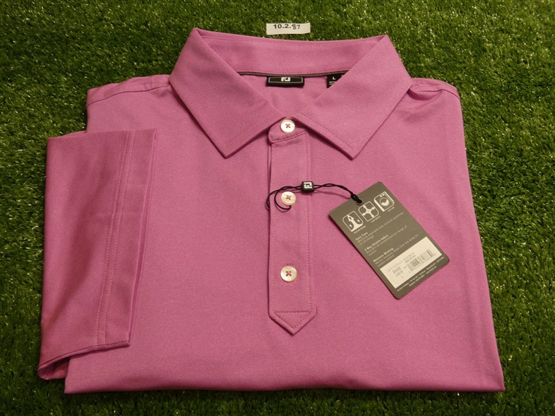 FootJoy Mens Solid Lisle Polo Golf Shirt Sunset Heather Pink Large 30452