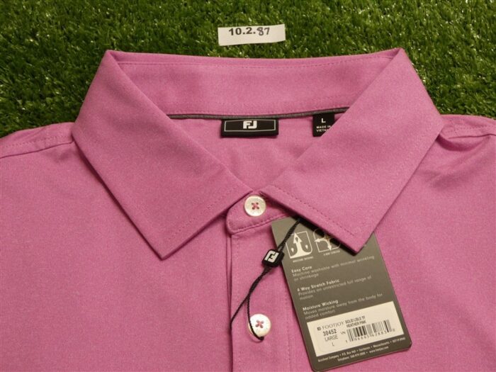 FootJoy Mens Solid Lisle Polo Golf Shirt Sunset Heather Pink Large 30452
