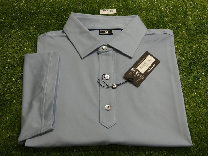 FootJoy Mens Solid Lisle Polo Golf Shirt Sunset Blue Grey Large 33242