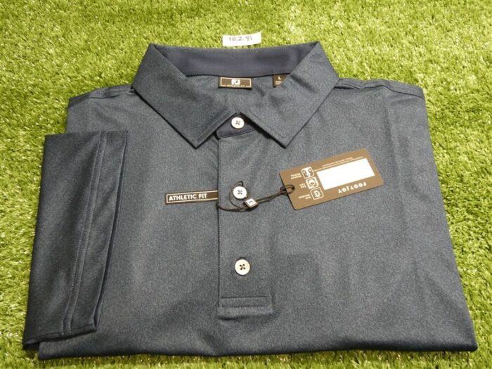 FootJoy Mens Athletic Fit Speckle Lisle Polo Golf Shirt Navy Blue Large 33283