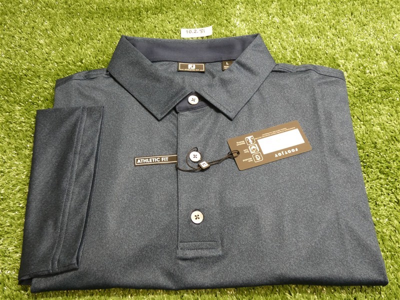 FootJoy Mens Athletic Fit Speckle Lisle Polo Golf Shirt Navy Blue Large 33283