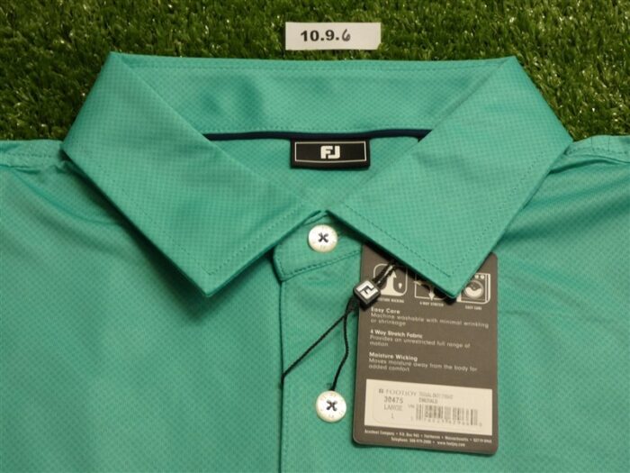 FootJoy Mens Tonal Dot Lisle Polo Golf Shirt Emerald Green Large 30475