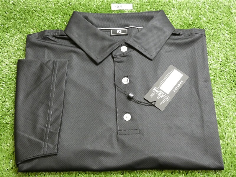 FootJoy Mens Tonal Dot Lisle Polo Golf Shirt Black Large 30474