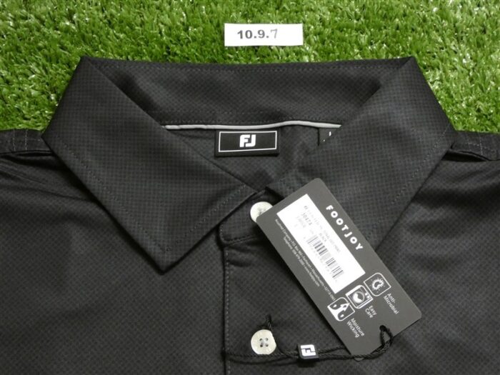 FootJoy Mens Tonal Dot Lisle Polo Golf Shirt Black Large 30474