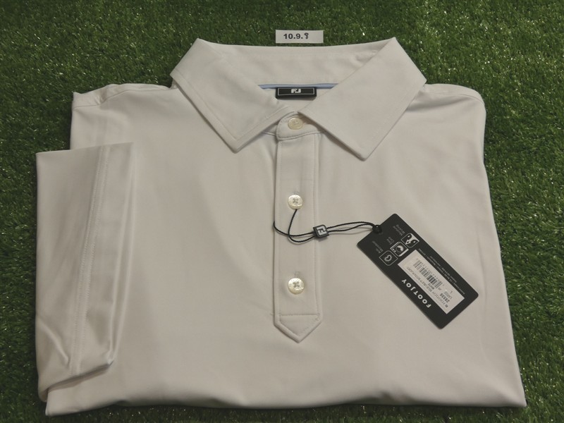 FootJoy Mens Solid Lisle Polo Golf Shirt White Large 28556