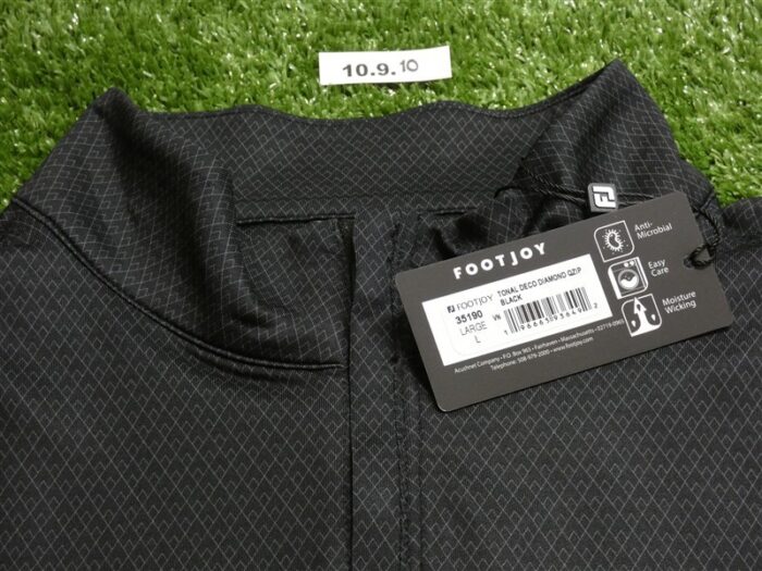FootJoy Mens Tonal Deco Diamond Quarter-Zip Golf Pullover Black Large 35190
