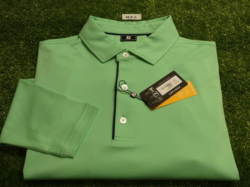 FootJoy Mens Sun Protection Solid Long Sleeve Golf Shirt Seafoam Large 35197
