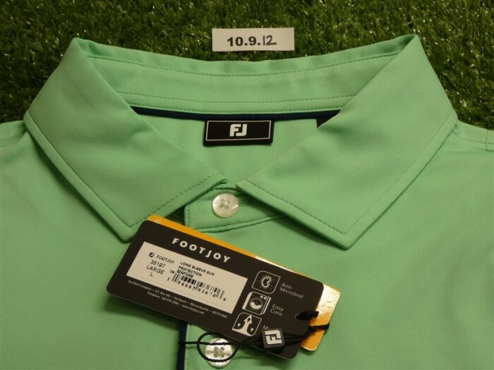FootJoy Mens Sun Protection Solid Long Sleeve Golf Shirt Seafoam Large 35197