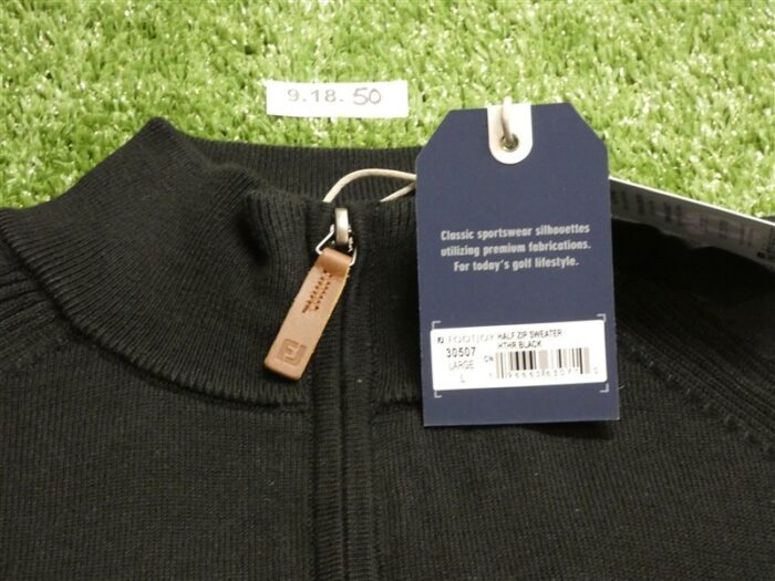 FootJoy Mens Half-Zip Golf Sweater Heather Black Large 30507