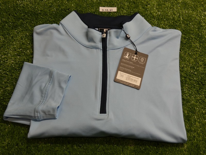 FootJoy Mens Lightweight Solid Golf Mid-Layer Light Blue Large 28232