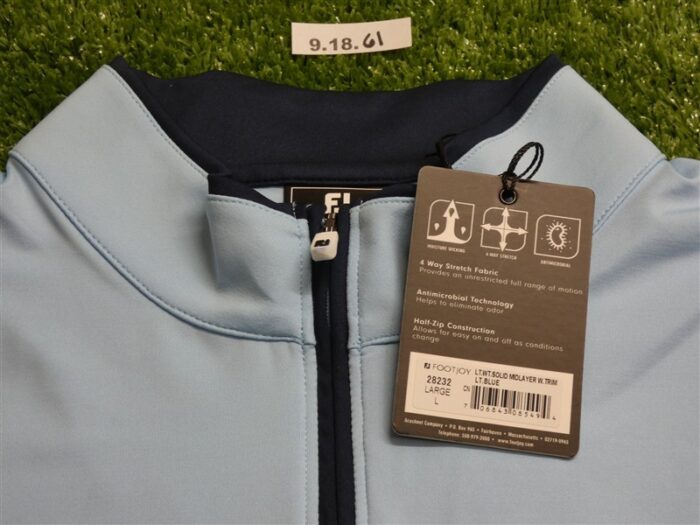 FootJoy Mens Lightweight Solid Golf Mid-Layer Light Blue Large 28232