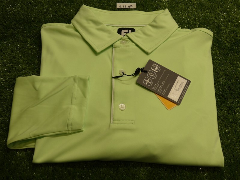 FootJoy Mens Sun Protection Solid Long Sleeve Golf Shirt Limeade Large 29092