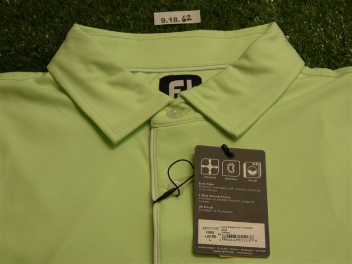 FootJoy Mens Sun Protection Solid Long Sleeve Golf Shirt Limeade Large 29092
