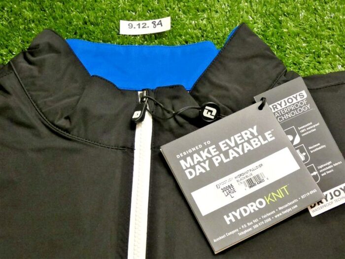 FootJoy Mens HydroKnit Golf Rain Pullover Black/Blue Large 30095