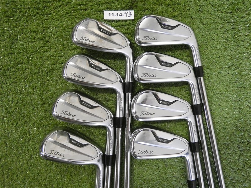 Titleist 2021 T200 Forged Irons 4-P & 48* W AMT Black S300 Stiff Steel Mid Grips
